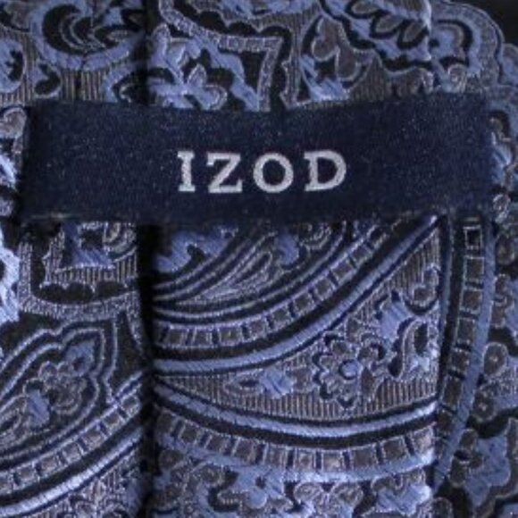 IZOD Men's Tie 100% Silk - Taupe, Light Blue & Black Paisley ⚡️BUY 3 for $55⚡️ - Picture 5 of 6